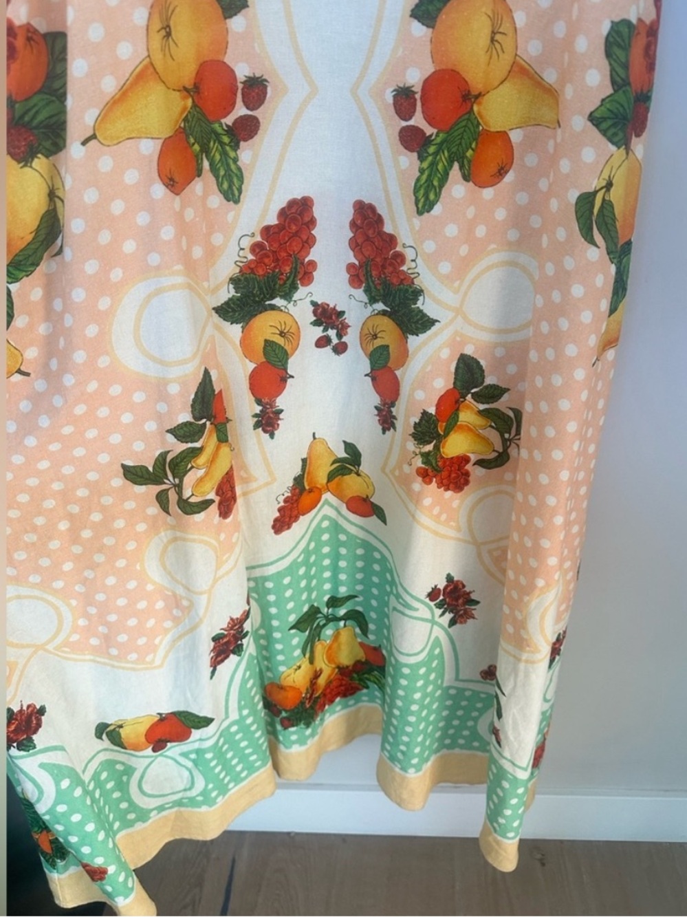 Caroline Constas Linen Blend Colorful Fruit-Print Maxi Dress w/ Pockets | New - Picture 6 of 10